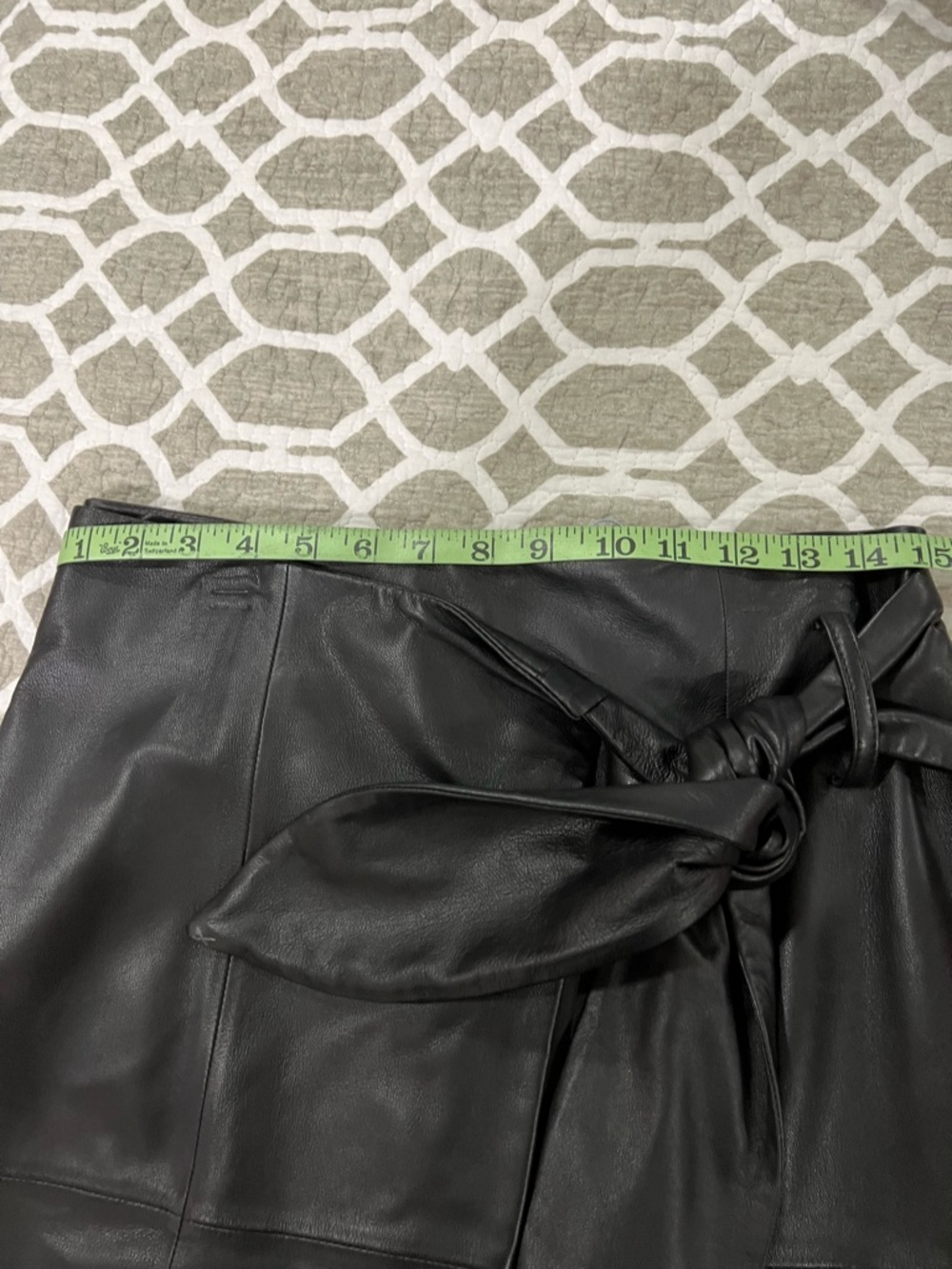 ANTONIO MELANI Black Faux Leather Wrap Pencil Skirt with Tie - Picture 12 of 13